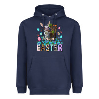 Navy Happy Easter Heifers Easter Day Heavyweight Hoodie - HowdyJamesFarm