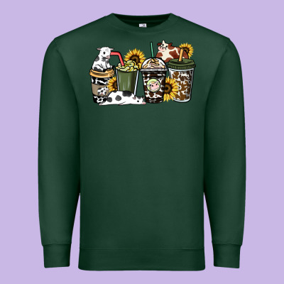Cowhide Coffee Cups Premium Sweatshirt Designed By Howdyjamesfarm