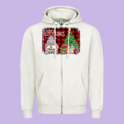 I Want Hippopotamus For Christmas Zipper Hoodie Designed By Bettercallsaul