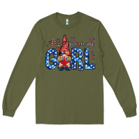 Army Green all american girl with gnome Long Sleeve Tee - NancyCooperArtShop