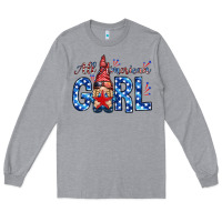 Heather Grey all american girl with gnome Long Sleeve Tee - NancyCooperArtShop