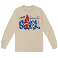 Mushroom all american girl with gnome Long Sleeve Tee - NancyCooperArtShop