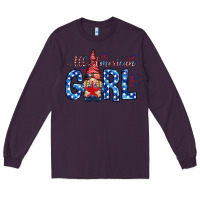Plum all american girl with gnome Long Sleeve Tee - NancyCooperArtShop