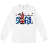 White all american girl with gnome Long Sleeve Tee - NancyCooperArtShop