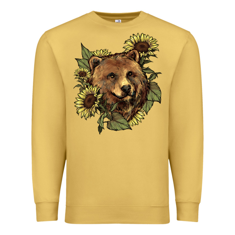 Bear Head Sunflower Premium Sweatshirt by HowdyJamesFarm | Teevron