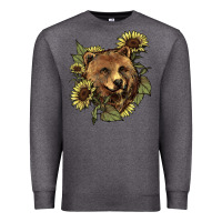 Charcoal Heather Bear head sunflower Premium Sweatshirt - HowdyJamesFarm