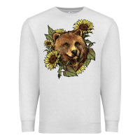 Oatmeal Heather Bear head sunflower Premium Sweatshirt - HowdyJamesFarm