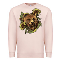 Pale Pink Bear head sunflower Premium Sweatshirt - HowdyJamesFarm
