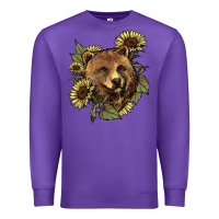 Purple Bear head sunflower Premium Sweatshirt - HowdyJamesFarm