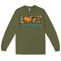 Army Green love thanksgiving pumpkin Long Sleeve Tee - JahusDesignShop