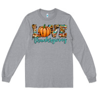 Heather Grey love thanksgiving pumpkin Long Sleeve Tee - JahusDesignShop