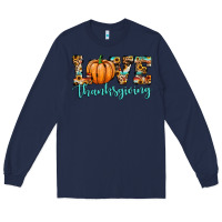 Navy love thanksgiving pumpkin Long Sleeve Tee - JahusDesignShop