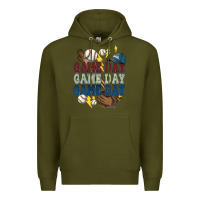 Army Green Game Day lightning bolt Baseball Premium Hoodie - HowdyJamesFarm