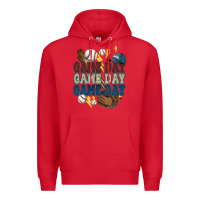Red Game Day lightning bolt Baseball Premium Hoodie - HowdyJamesFarm