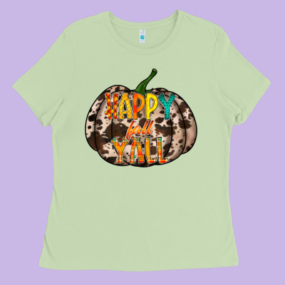 Happy Fall Yall Ladies Tee Designed By Racoondesign