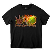 Black peace love tennis Heavy Core Tee - RacoonDesign