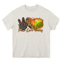 Cream peace love tennis Heavy Core Tee - RacoonDesign