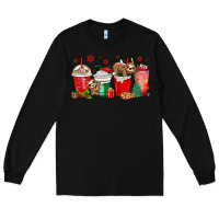 Black christmas sloth coffee cups Long Sleeve Tee - MaliasSmallBusiness