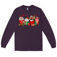 Plum christmas sloth coffee cups Long Sleeve Tee - MaliasSmallBusiness