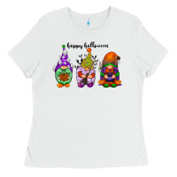 White happy halloween gnomes black Ladies Tee - RacoonDesign