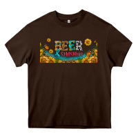 Chocolate Brown beer and sunshine 16oz libbey cup Heavy Core Tee - HRA Design Shop