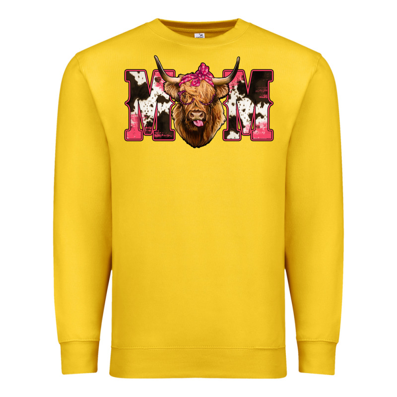Western Highland Cow Mom Premium Sweatshirt by HowdyJamesFarm | Teevron