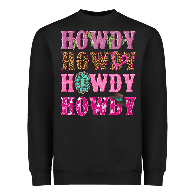 Pink Howdy Howdy Howdy Heavyweight Sweatshirt by NancyCooperArtShop | Teevron