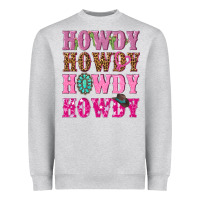 Heather Grey pink howdy howdy howdy Heavyweight Sweatshirt - NancyCooperArtShop