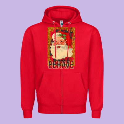 Behave Santa Zipper Hoodie Designed By Bettercallsaul