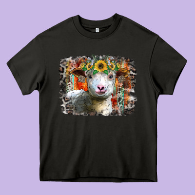 Sunflower Sheep Heavy Core Tee Designed By Racoondesign