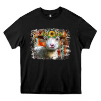 Black sunflower sheep Heavy Core Tee - RacoonDesign