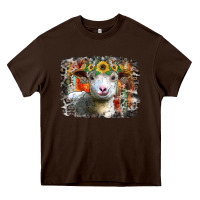 Chocolate Brown sunflower sheep Heavy Core Tee - RacoonDesign