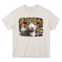 Cream sunflower sheep Heavy Core Tee - RacoonDesign