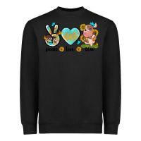 Black peace love cute cow Heavyweight Sweatshirt - NancyCooperArtShop