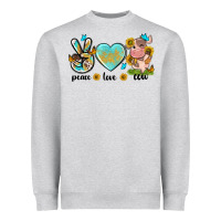 Heather Grey peace love cute cow Heavyweight Sweatshirt - NancyCooperArtShop