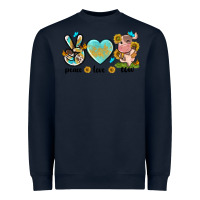 Navy peace love cute cow Heavyweight Sweatshirt - NancyCooperArtShop