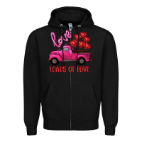 Black valentine's day loads of love turck with balloons Zipper Hoodie - RanaPortraitStore