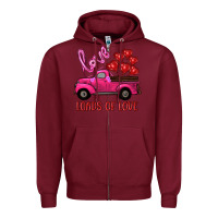 Burgundy valentine's day loads of love turck with balloons Zipper Hoodie - RanaPortraitStore
