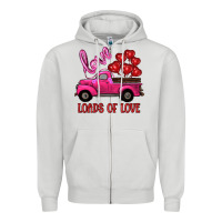 Dove Grey valentine's day loads of love turck with balloons Zipper Hoodie - RanaPortraitStore