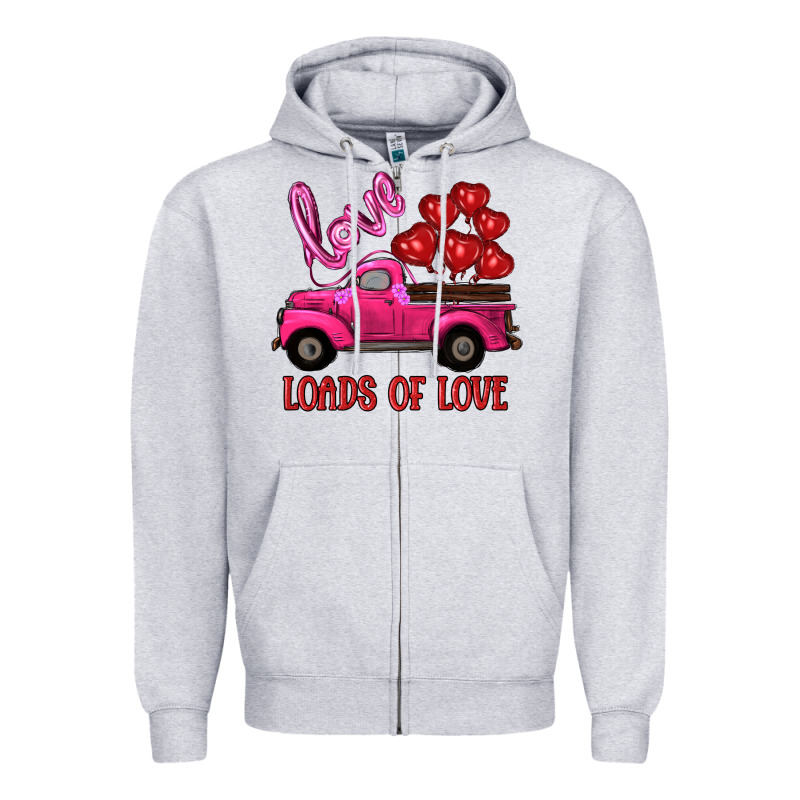 Valentine's Day Loads Of Love Turck With Balloons Zipper Hoodie by RanaPortraitStore | Teevron