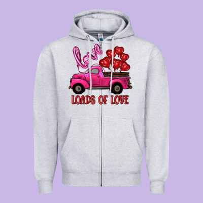 Valentine's Day Loads Of Love Turck With Balloons Zipper Hoodie Designed By Ranaportraitstore