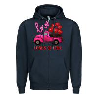 Navy valentine's day loads of love turck with balloons Zipper Hoodie - RanaPortraitStore