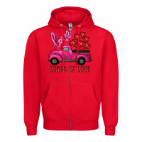 Red valentine's day loads of love turck with balloons Zipper Hoodie - RanaPortraitStore