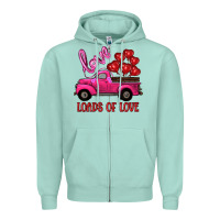 Seafoam valentine's day loads of love turck with balloons Zipper Hoodie - RanaPortraitStore