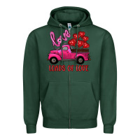 Sports Green valentine's day loads of love turck with balloons Zipper Hoodie - RanaPortraitStore