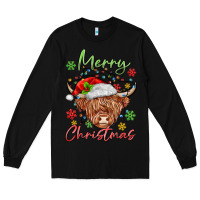 Black merry christmas cow Long Sleeve Tee - MaliasSmallBusiness