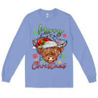 Colony Blue merry christmas cow Long Sleeve Tee - MaliasSmallBusiness
