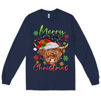Navy merry christmas cow Long Sleeve Tee - MaliasSmallBusiness