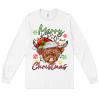 White merry christmas cow Long Sleeve Tee - MaliasSmallBusiness