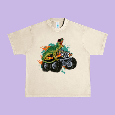 Monster Truck And T Rex Dinosaur Urban Heavy Tee Designed By Maliassmallbusiness